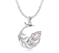 LYFHJD Phoenix Feather Pink Zircon Romantic Pendant For Women Birthday Gift Fine Jewelry Necklace