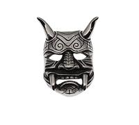 LYFHJD Punk Japanese Prajna Mask Pendant Vintage Biker Rock Stainless Steel Devil Necklace Men Unique Fashion Amulet Jewelry Gift