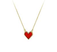 LYFHJD Real Romantic Red Heart Clavicle Necklace For Women Birthday Gift Fashion Jewelry