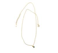 LYFHJD Real Round Green Zircon Link Chain Pendant Necklaces For Women Wedding Jewelry Gift