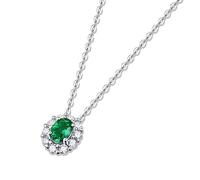 LYFHJD Real S925 Sterling Silver * 7mm 1ct Oval Emerald Gemstones Pendant Necklace Jewelry For Female Wedding