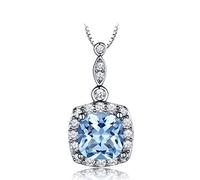 LYFHJD Romantic Necklaces Pendants Created Blue Stone Necklace Wedding Gifts For Women Females