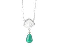 LYFHJD S Inlaid Shell Red Agate Necklace Women's Korean Style Clavicle Chain Pendant Accessories Jewelry Gift