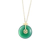 LYFHJD S Women Peaceful Buckle Plated Necklace Nephrite White Jade Pendant Ancient Method Craft Text Clavicle Chain Accessories White Jade Jewelry Gift
