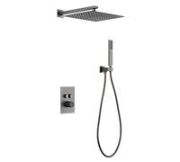 LYFHJD Shower Faucets Sets Digital Display Rainfall Shower Systems with Large Rainfall Shower Head and Handshower 2 Function Shower Combo Set Showerheads