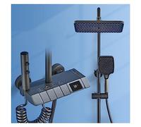 LYFHJD Showers for Bathrooms Digital Bathroom Shower System Faucet， Wall Mounted Waterfall Bathroom Faucets ，Rain Shower Head Piano Digital Shower Set for Bathroom(0567-hot Cold-Grey