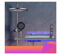 LYFHJD Showers for Bathrooms Digital Bathroom Shower System Faucet， Wall Mounted Waterfall Bathroom Faucets ，Rain Shower Head Piano Digital Shower Set for Bathroom(0523-grey-B)