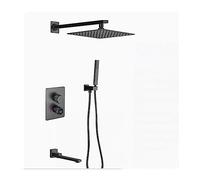 LYFHJD Showers for Bathrooms Digital Gunmetal Brass Bath Wall Mounted Shower Set ,Wall Mounted Faucet Shower Set,Gray Color Rain Shower Head Bathroom for Bathroom(Three Way 8 Inch)