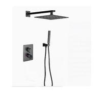 LYFHJD Showers for Bathrooms Digital Gunmetal Brass Bath Wall Mounted Shower Set ,Wall Mounted Faucet Shower Set,Gray Color Rain Shower Head Bathroom for Bathroom(Two Way 12 Inch)