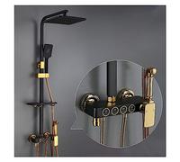 LYFHJD Showers for Bathrooms Hot and Cold Digital Shower Set Faucet Bathroom Shower System Black Gold Shower Faucet Square Shower Head Bath Shower System for Bathroom(502K6-hot and Cold)