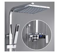 LYFHJD Showers for Bathrooms Hot and Cold Digital Shower Set Faucet Bathroom Shower System Black Gold Shower Faucet Square Shower Head Bath Shower System for Bathroom(0540D3-hot and Cold