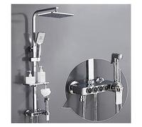 LYFHJD Showers for Bathrooms Hot and Cold Digital Shower Set Faucet Bathroom Shower System Black Gold Shower Faucet Square Shower Head Bath Shower System for Bathroom(509O20-thermostatic