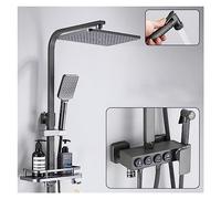 LYFHJD Showers for Bathrooms Hot and Cold Digital Shower Set Faucet Bathroom Shower System Black Gold Shower Faucet Square Shower Head Bath Shower System for Bathroom(505A1-hot and Cold)