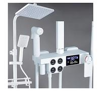 LYFHJD Showers for Bathrooms Hot and Cold Digital Shower Set Faucet Bathroom Shower System Black Gold Shower Faucet Square Shower Head Bath Shower System for Bathroom(0540F2-thermostatic