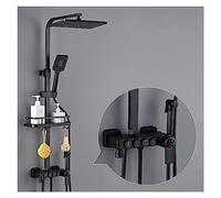 LYFHJD Showers for Bathrooms Hot and Cold Digital Shower Set Faucet Bathroom Shower System Black Gold Shower Faucet Square Shower Head Bath Shower System for Bathroom(506I6-thermostatic)