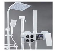 LYFHJD Showers for Bathrooms Hot and Cold Digital Shower Set Faucet Bathroom Shower System Black Gold Shower Faucet Square Shower Head Bath Shower System for Bathroom(0540F1-hot and Cold