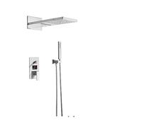 LYFHJD Showers for Bathrooms Matte Black/Chrome Digital Shower Faucets Set,Waterfall Bathroom Shower Faucet ,Shower Head 3-Ways Digital Display Mixer for Bathroom(10 Chrome Wall)