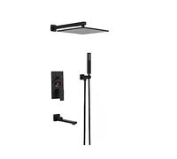 LYFHJD Showers for Bathrooms Matte Black/Chrome Digital Shower Faucets Set,Waterfall Bathroom Shower Faucet ,Shower Head 3-Ways Digital Display Mixer for Bathroom(12 Black Wall)