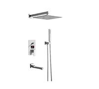 LYFHJD Showers for Bathrooms Matte Black/Chrome Digital Shower Faucets Set,Waterfall Bathroom Shower Faucet ,Shower Head 3-Ways Digital Display Mixer for Bathroom(12 ChromeWall)