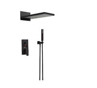 LYFHJD Showers for Bathrooms Matte Black/Chrome Digital Shower Faucets Set,Waterfall Bathroom Shower Faucet ,Shower Head 3-Ways Digital Display Mixer for Bathroom(Black Waterfall)