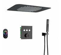 LYFHJD Showers for Bathrooms Rain Waterfall Bathroom Thermostatic Shower Faucet Set Ceiling Embedded 23 * 15 Inch Shower Head with Music Speaker System for Bathroom(J Oil Rubbed Bron
