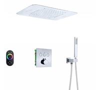 LYFHJD Showers for Bathrooms Rain Waterfall Bathroom Thermostatic Shower Faucet Set Ceiling Embedded 23 * 15 Inch Shower Head with Music Speaker System for Bathroom(F Chrome Polished