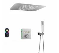 LYFHJD Showers for Bathrooms Rain Waterfall Bathroom Thermostatic Shower Faucet Set Ceiling Embedded 23 * 15 Inch Shower Head with Music Speaker System for Bathroom(G Brushed Nickel)