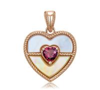 LYFHJD Sterling Silver Rose & Gold Flower Heart Shape Pendant Luxury Jewelry Necklace Chains Accessories