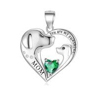 LYFHJD Sterling Silver You Are My Sunshine Mom Heart Dog Necklace Chain 12 Birthstone For Women Jewelry