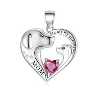 LYFHJD Sterling Silver You Are My Sunshine Mom Heart Dog Necklace Chain 12 Birthstone For Women Jewelry