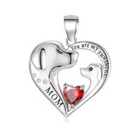 LYFHJD Sterling Silver You Are My Sunshine Mom Heart Dog Necklace Chain 12 Birthstone For Women Jewelry