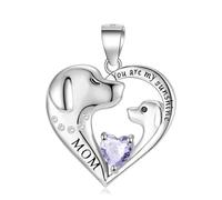LYFHJD Sterling Silver You Are My Sunshine Mom Heart Dog Necklace Chain 12 Birthstone For Women Jewelry