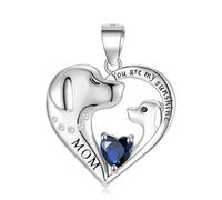 LYFHJD Sterling Silver You Are My Sunshine Mom Heart Dog Necklace Chain 12 Birthstone For Women Jewelry