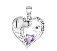 LYFHJD Sterling Silver You Are My Sunshine Mom Heart Dog Necklace Chain 12 Birthstone For Women Jewelry