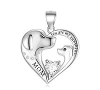 LYFHJD Sterling Silver You Are My Sunshine Mom Heart Dog Necklace Chain 12 Birthstone For Women Jewelry