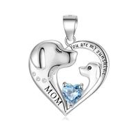 LYFHJD Sterling Silver You Are My Sunshine Mom Heart Dog Necklace Chain 12 Birthstone For Women Jewelry