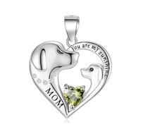 LYFHJD Sterling Silver You Are My Sunshine Mom Heart Dog Necklace Chain 12 Birthstone For Women Jewelry
