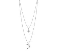 LYFHJD Trendy Double Layer Zircon Star Moon Pendant Necklaces For Women Girl Clavicle Choker Chain Necklace