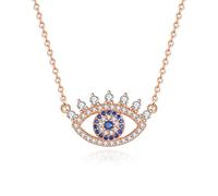 LYFHJD Turkish Evil Crystal Lucky Heart Eye Pendant Necklace Choker Lady Charm Jewelry