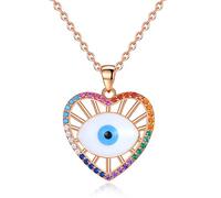 LYFHJD Turkish Evil Crystal Lucky Heart Eye Pendant Necklace Choker Lady Charm Jewelry