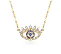 LYFHJD Turkish Evil Crystal Lucky Heart Eye Pendant Necklace Choker Lady Charm Jewelry