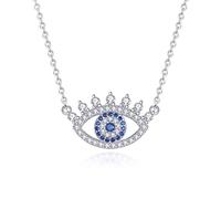 LYFHJD Turkish Evil Crystal Lucky Heart Eye Pendant Necklace Choker Lady Charm Jewelry