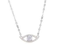 LYFHJD Turkish Evil Eye Charm Pendant Paved Cubic Zirconia Big Cz For Women Lady Necklace 41+5cm