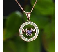 LYFHJD Unique Female Small Crystal Heart Pendant Rose and Gold Color Letter Necklaces For Women White Blue Fire Opal Mom Necklace