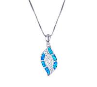 LYFHJD Unique Women Ladies Big Eye Pendants Necklaces Fashion Silver Color Statement Blue White Fire Opal Necklace