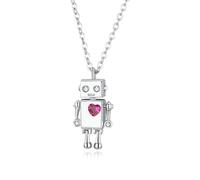 LYFHJD Valentine's Day Series Robot Lover Couple Pendant Necklace Corwn and Heart Jewelry New