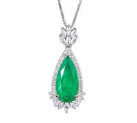 LYFHJD Vintage * 26mm Emerald Paraiba Tourmaline Pendant Necklace For Women Lab Diamond Cocktail Party Fine Jewelry Accessories