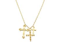 LYFHJD Winter Gold Three Cross Pendant Charm Long Chain Necklace Fashion Fine Jewelry Gift