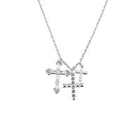 LYFHJD Winter Gold Three Cross Pendant Charm Long Chain Necklace Fashion Fine Jewelry Gift