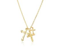 LYFHJD Winter Gold Three Cross Pendant Charm Long Chain Necklace Fashion Fine Jewelry Gift